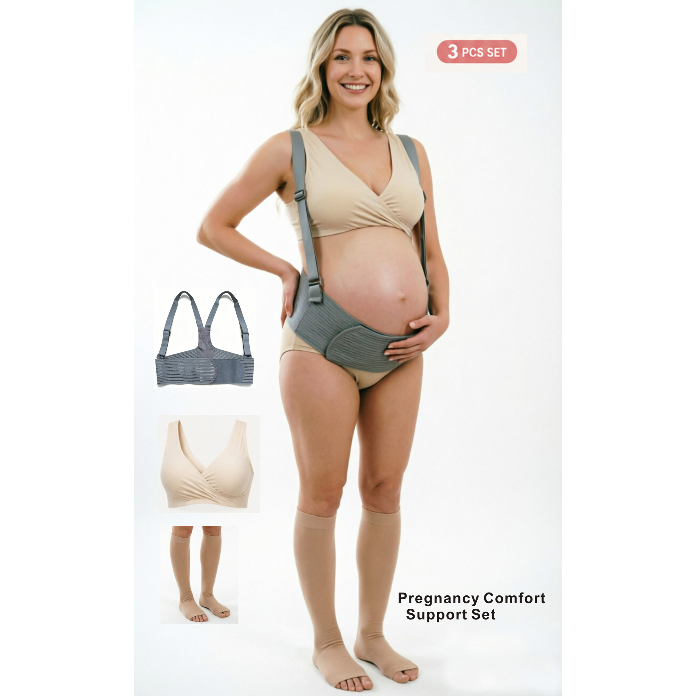 Nursing Bra Sleep - Набор для беременных 3-в-1: поддерживающий пояс