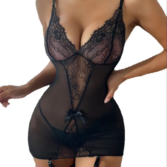 Garter Belt Set - Комплект кружевного белья с чулками, сексуальный