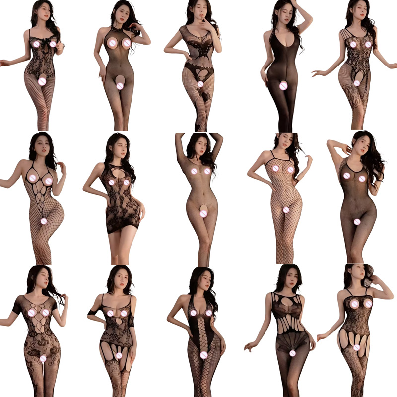 Bodystocking Fishnet - Женское сексуальное женское белье с вырезами,